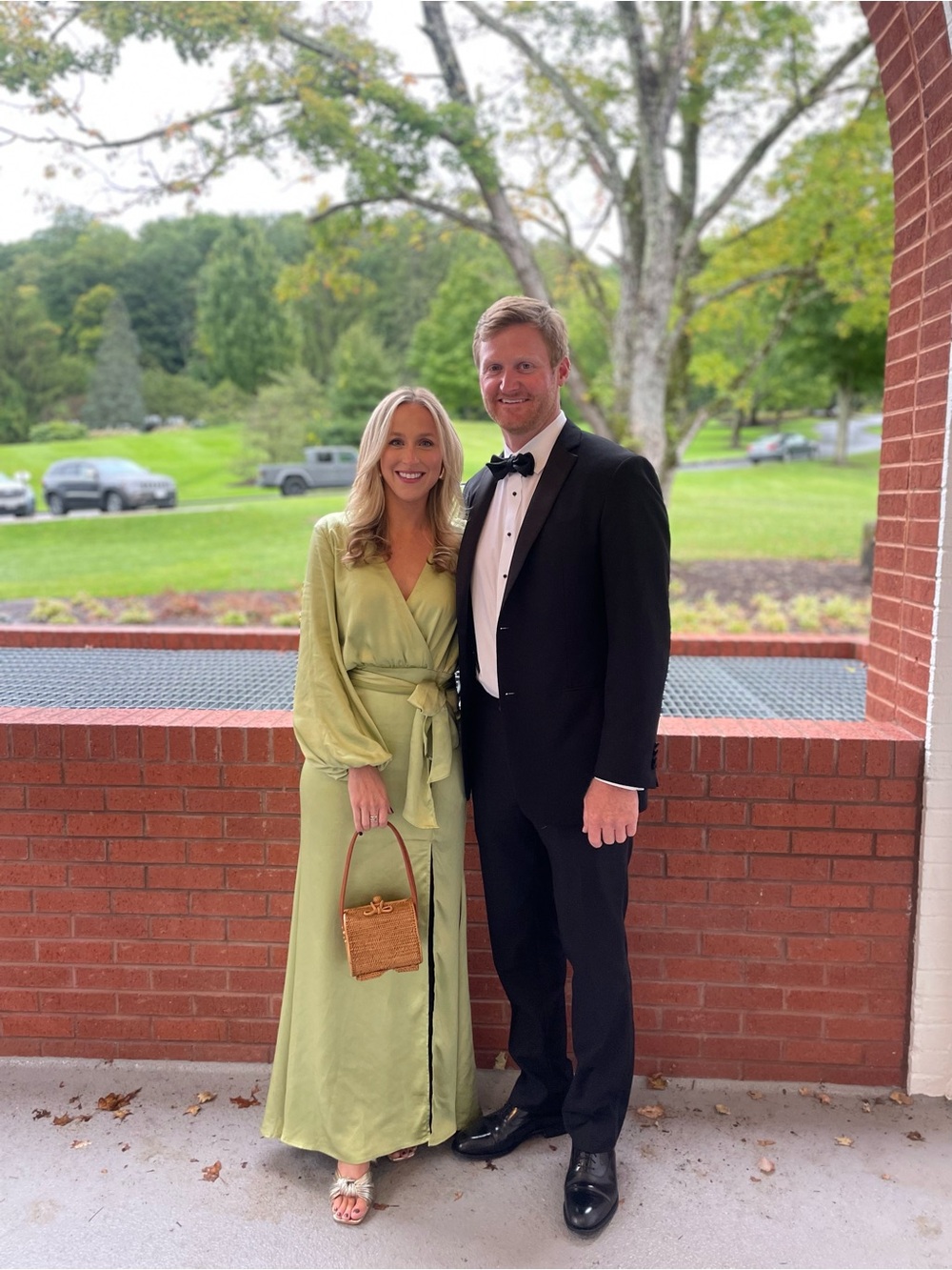 Elliatt Sage Green Satin Wrap Maxi Dress with Tie Waist